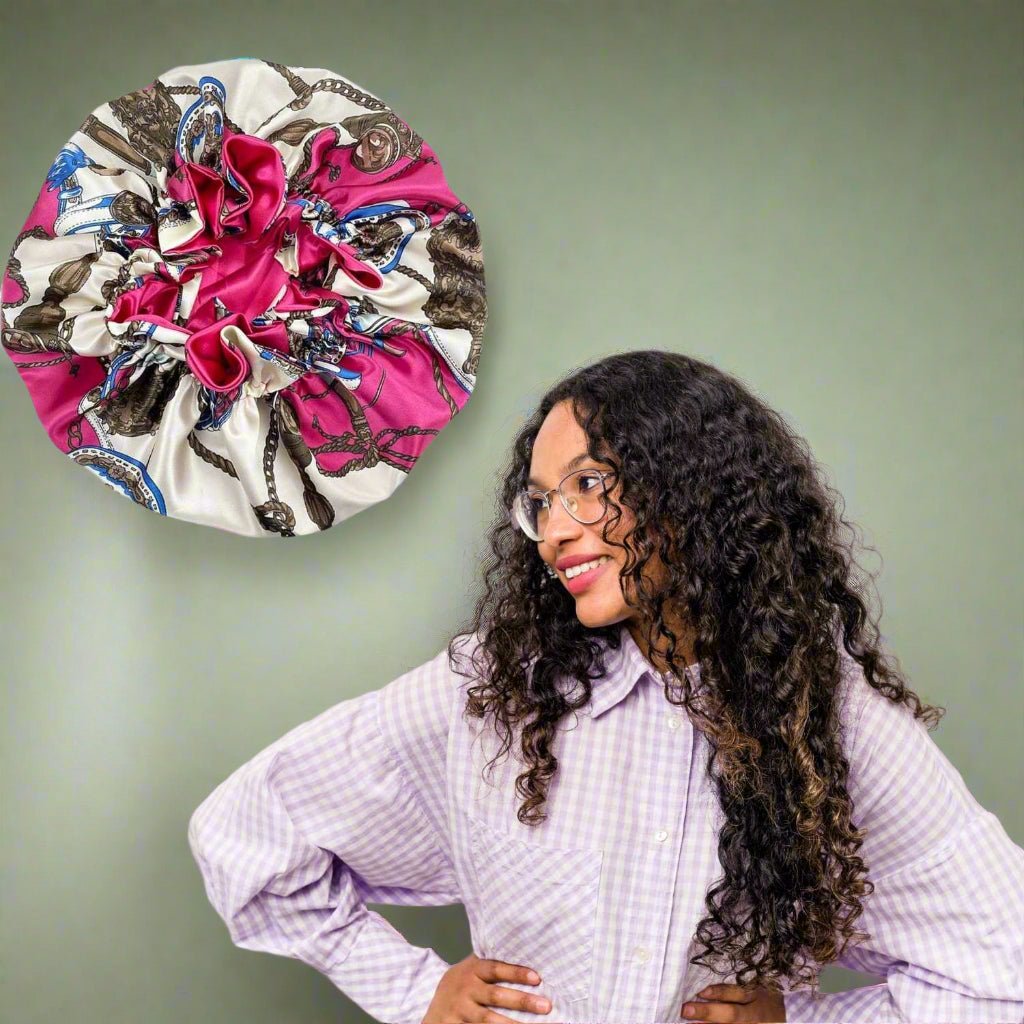 Bonnet de nuit - Réversible™ rose - Ma Couronne Curly