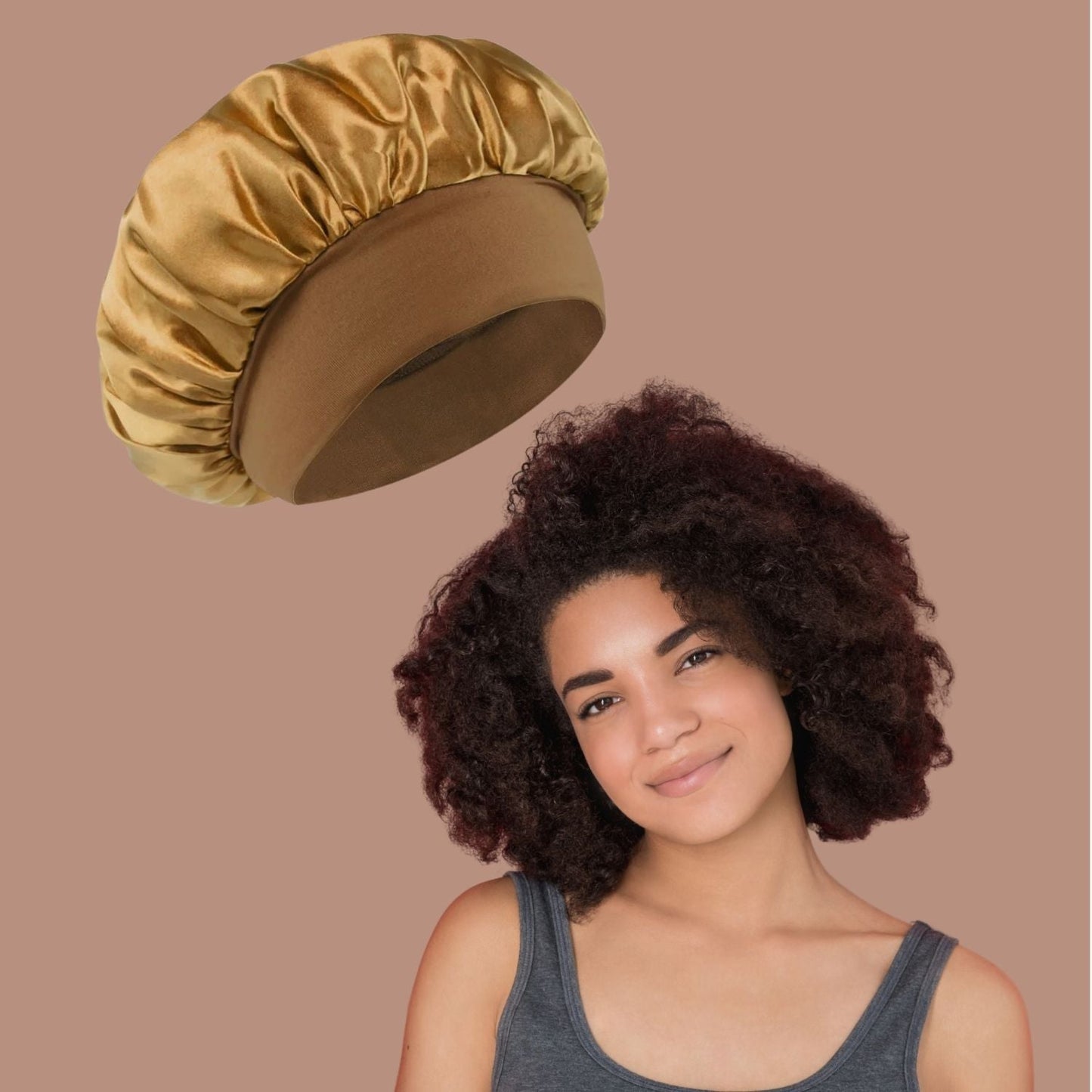 Bonnet en satin cheveux bouclés - Charlotte™ doré - Ma Couronne Curly