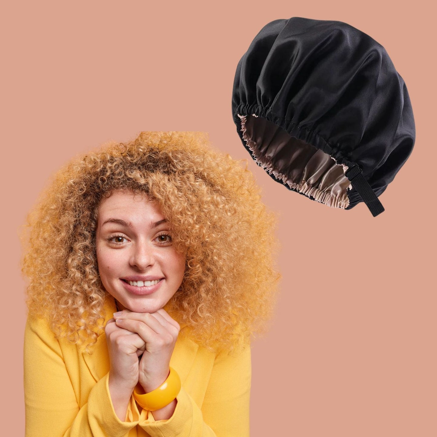Bonnet satin cheveux - Elastique âą noir - Ma Couronne Curly