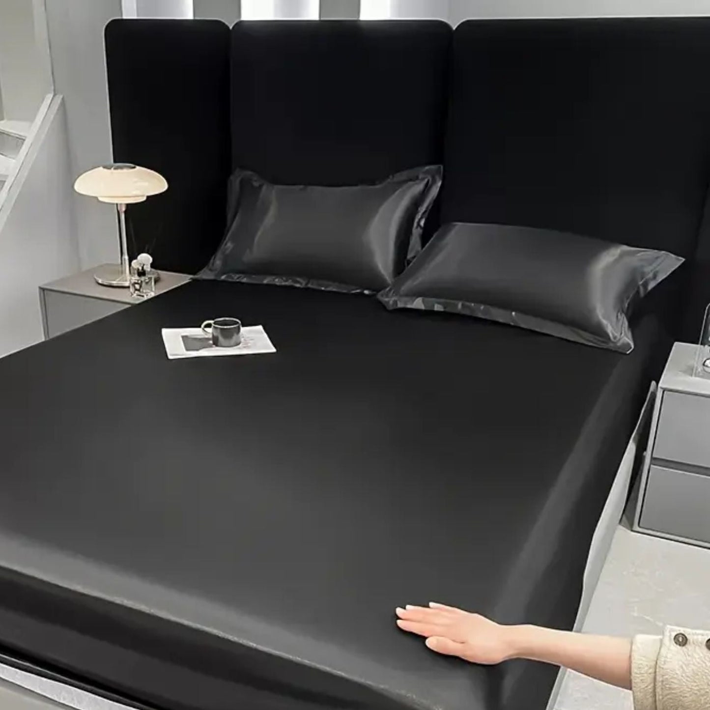 Taie d'oreiller en soie - LuxeUltime™ Noir - Ma Couronne Curly