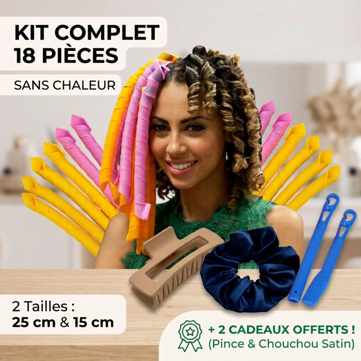 BIGOUDIS spirales kit complet 18 pieces 2 cadeaux offerts promo
