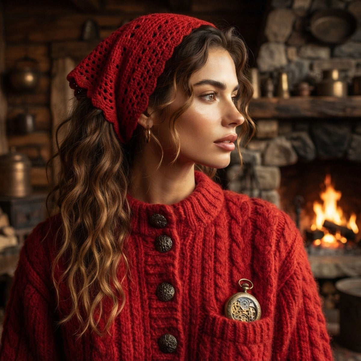 Bandana Tricote automne hiver rouge maille