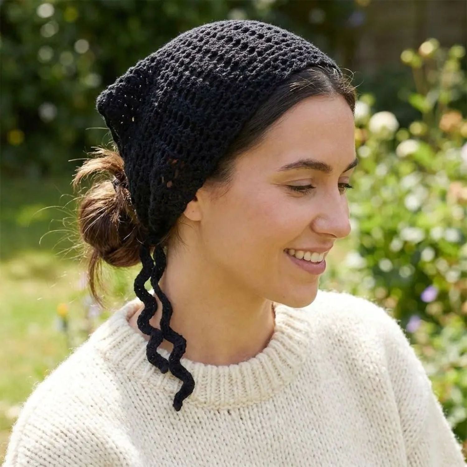 Bandana Tricoté maille femme cheveux bouclés Lot 3 noir