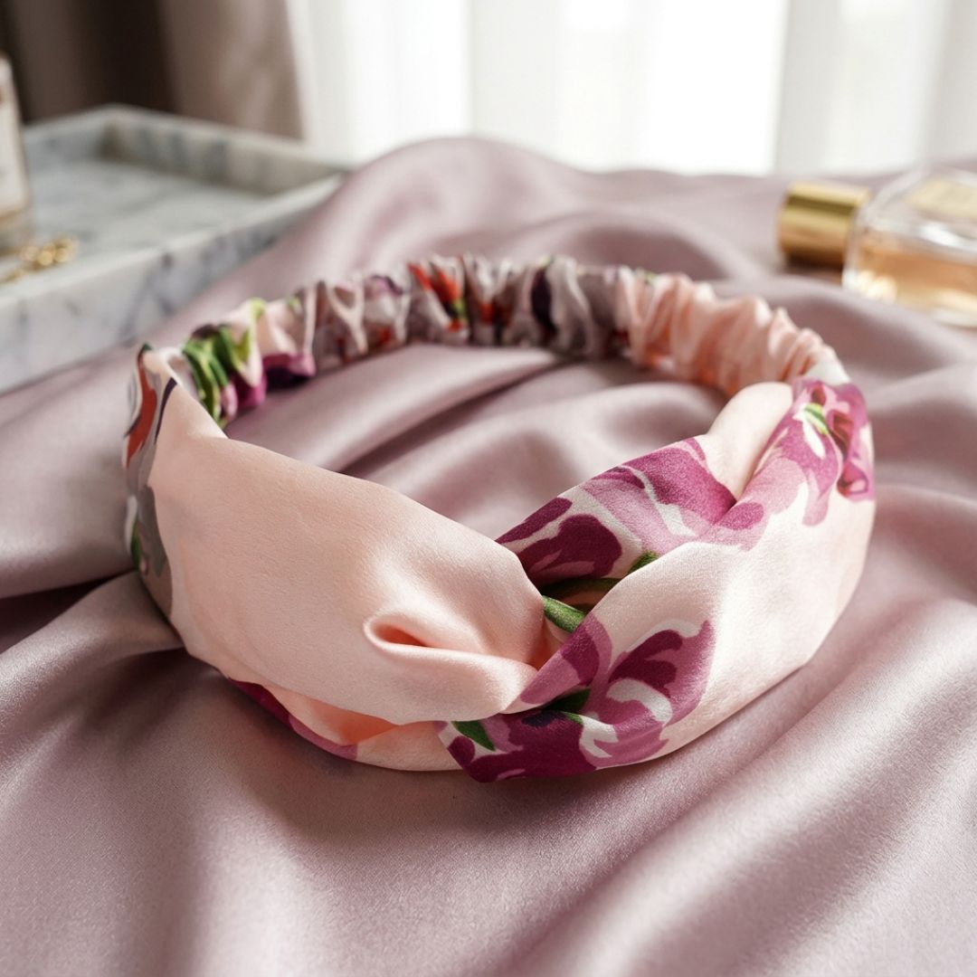 Bandeau Cheveux Maintien Fleuri turban rose fleur