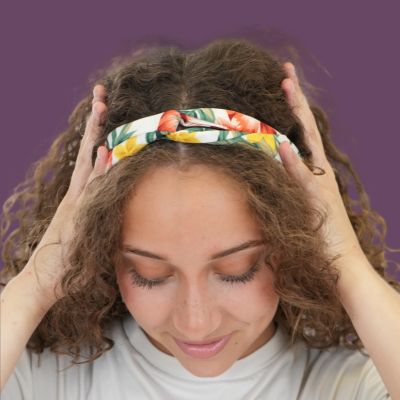 Bandeau Cheveux Maintien Fleuri vert fleur cheveux bouclés