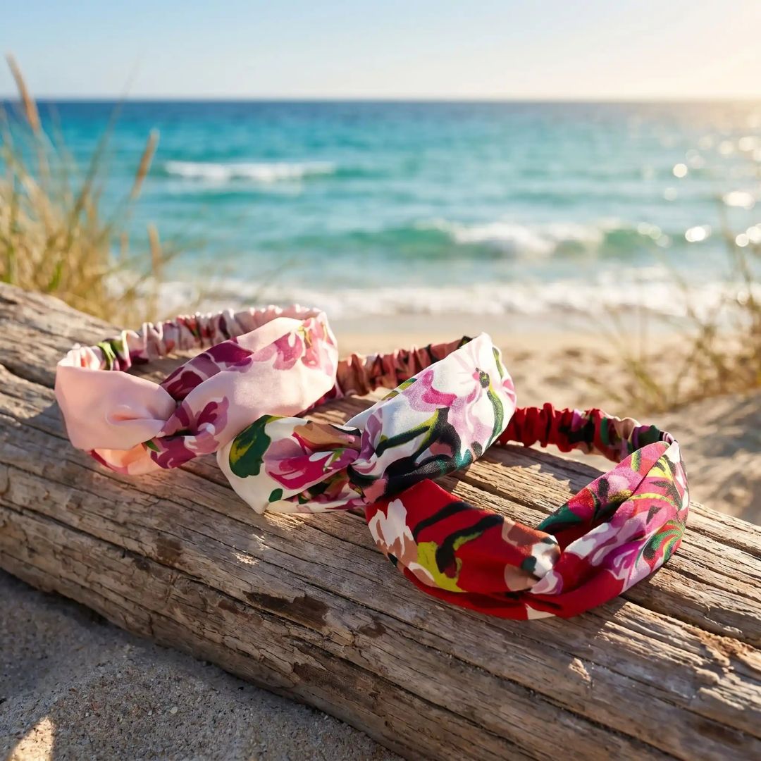 Bandeau Cheveux Rosalie Fleuri bandeaux plage lot 3 bandeaux rose vert blanc rouge