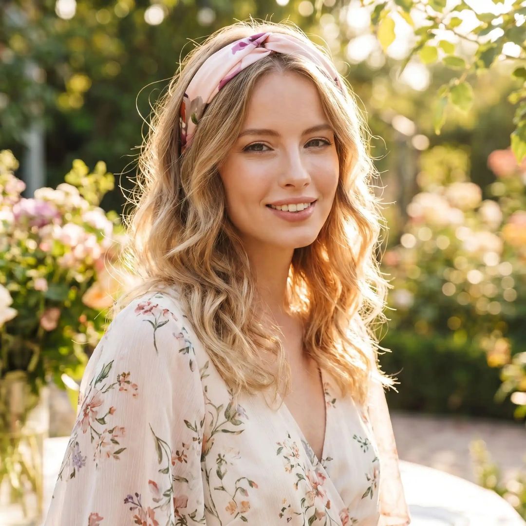 Bandeau Cheveux Rosalie Fleuri lot 3 bandeaux femme rose