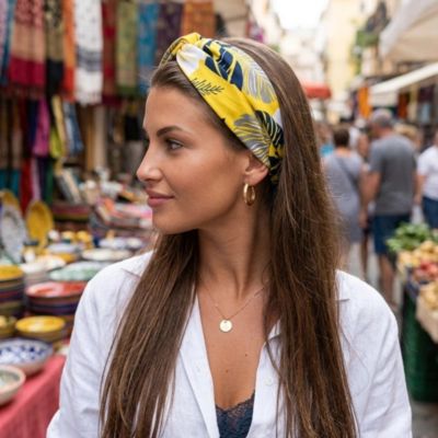 Bandeau Tons solaires jaune été motif confortable femme