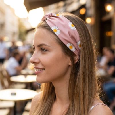 Bandeau Tons solaires rose été motif confortable femme