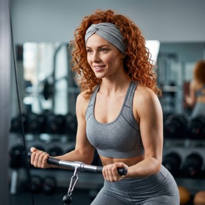 Bandeau cheveux Croisés intemporelles gris cheveux bouclés femme sport
