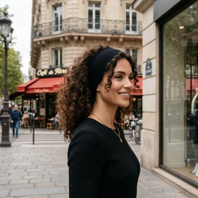 Bandeau cheveux Flow noir femme cheveux bouclés