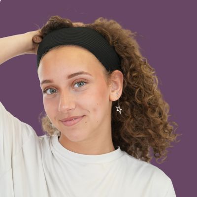 Bandeau cheveux Flow noir serre tête cheveux bouclés boucles maintien