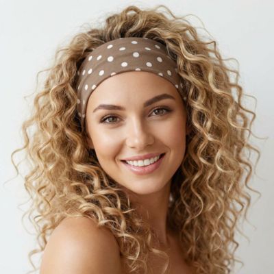 Bandeau cheveux nuances chaleureuses à pois marron clair