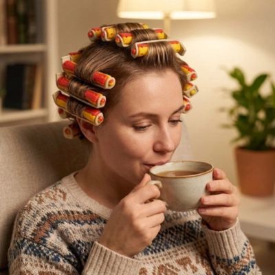 Bigoudis Confort Naturel rouge jaune ma couronne curly boucles cheveux ondulés