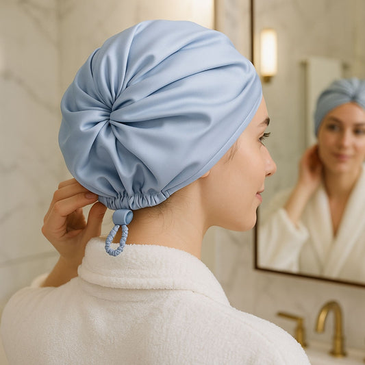 Bonnet de nuit Sanuit Bleu cheveux qualité réglable cheveux ondulés