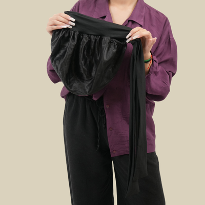Bonnet en Satin SilkHaven noir large élastique