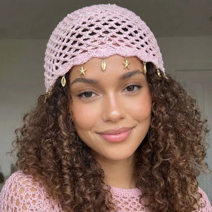 Bonnet en maille Camille rose