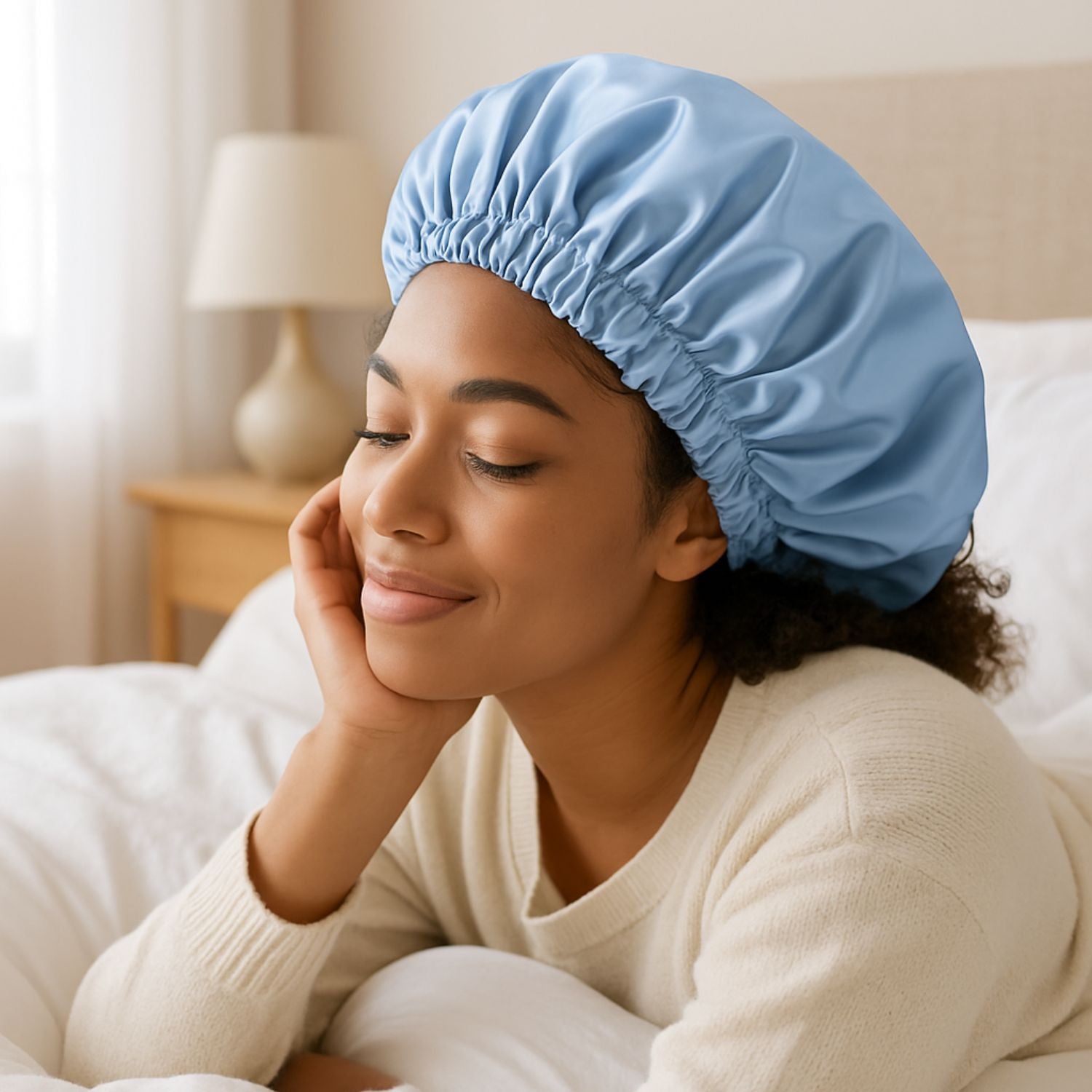 Bonnet en satin cheveux bouclés satinea cheveux afro crépus cheveux bouclés frisés