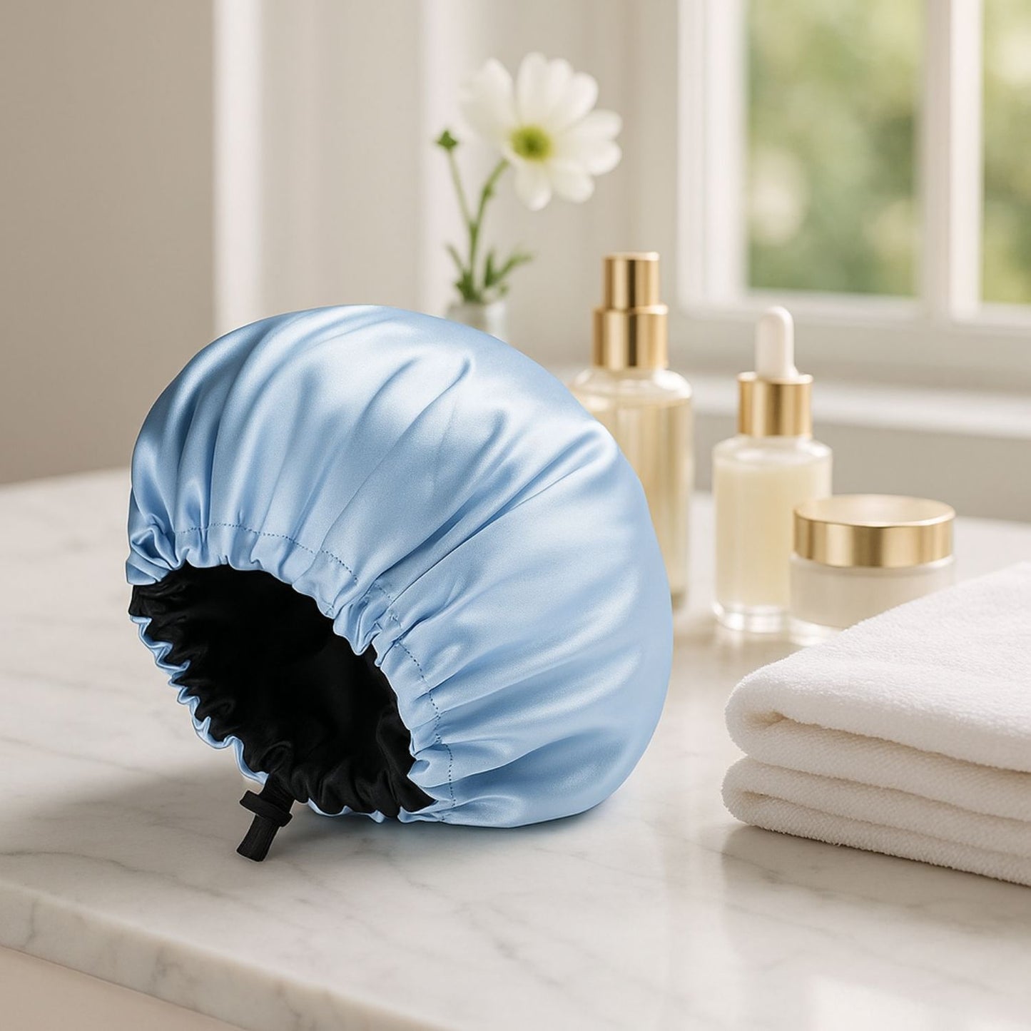 Bonnet en satin cheveux bouclés satinea cheveux afro