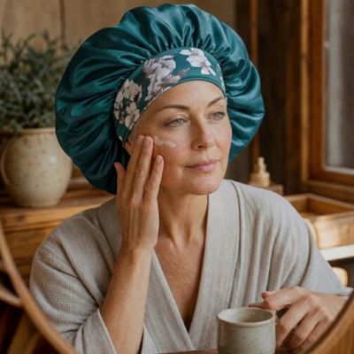Bonnet en Satin Lot de 2 Camille bleu cheveux