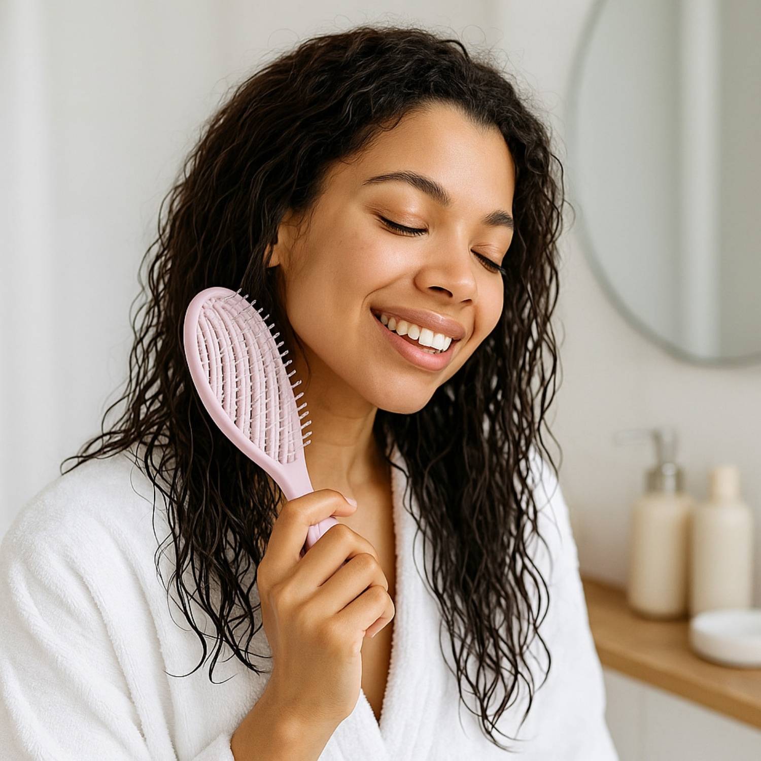 Brosse cheveux bouclés Démêlante boucles femme rebondie soyeuses