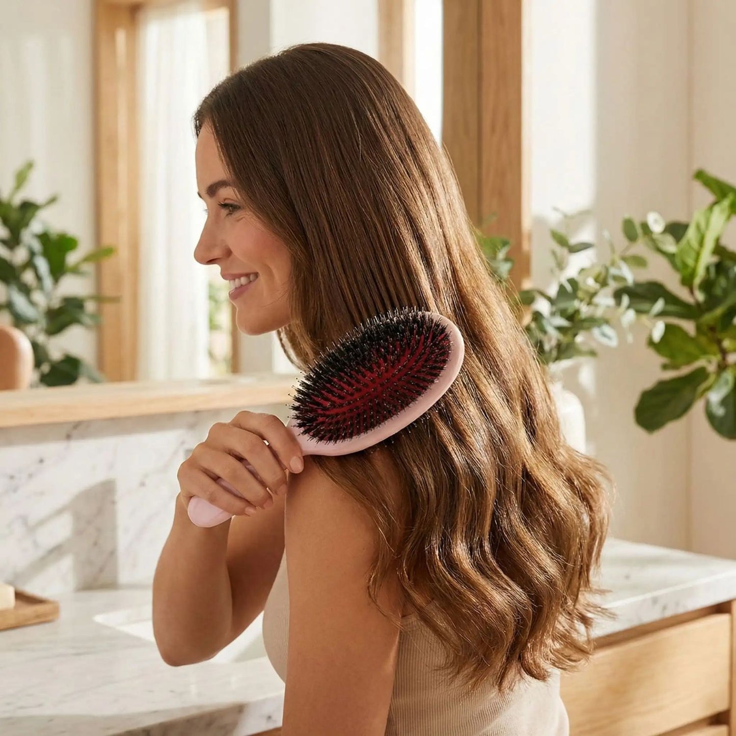 Brosse en poil de sanglier TangleFree brosse rose cheveux démêlés