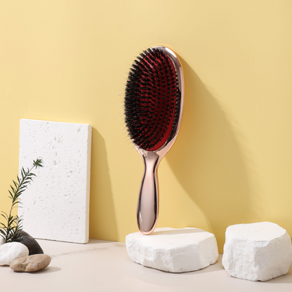 Brosse en poil de sanglier TangleFree brosse rose métallique poils doux