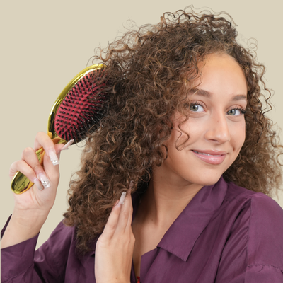 Brosse poil de sanglier KeratinFlow brosse boucles or définition