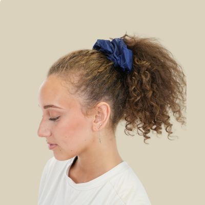 Chouchou en satin trio Signature Extra Large bleu