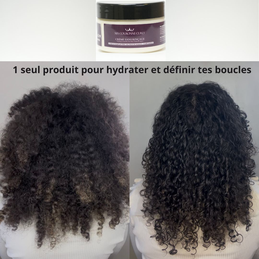 Crème cheveux bouclés avant après