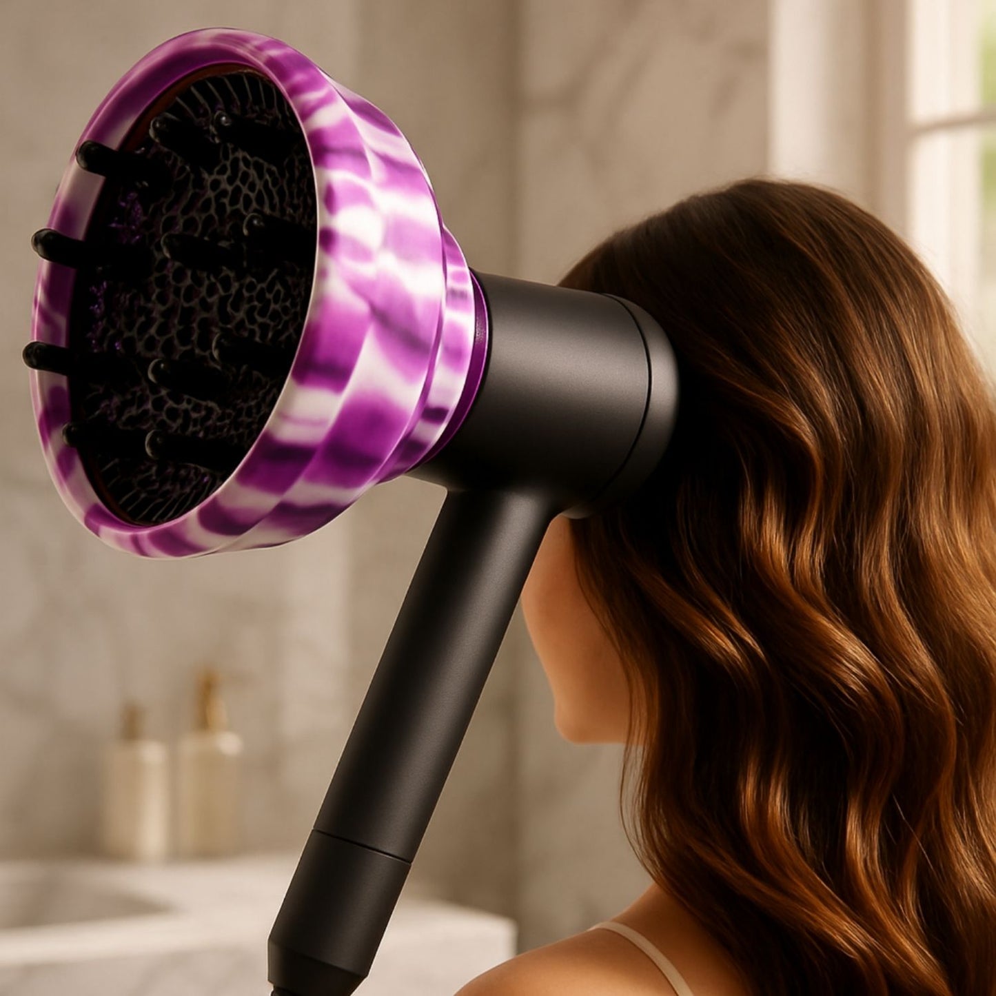 Diffuseur cheveux Anti Frisottis Violet cheveux bouclés femme