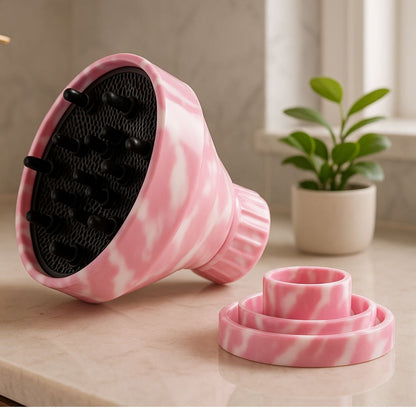 Diffuseur cheveux Anti Frisottis Rose cheveux bouclés boucles rebondies