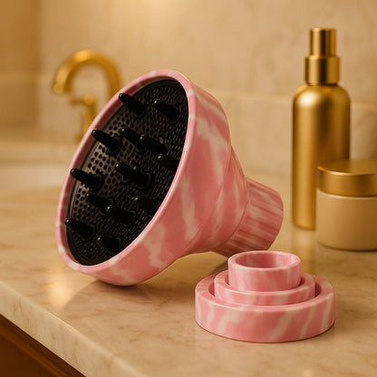 Diffuseur cheveux Anti-Frisottis Rose clair cheveux bouclés boucles rebondies