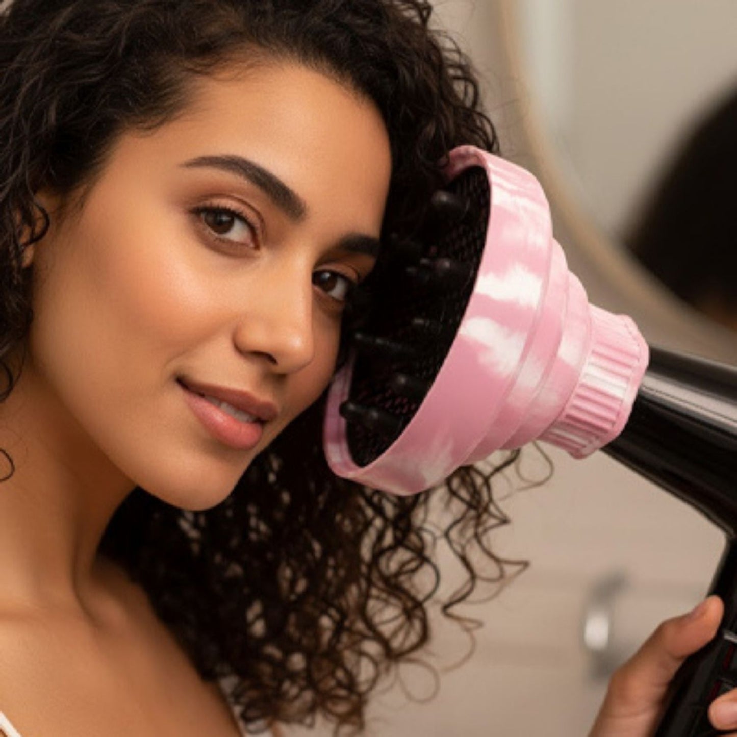 Diffuseur cheveux Anti-Frisottis Rose clair cheveux frisés