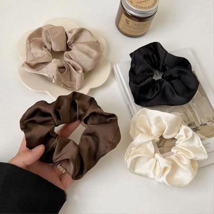 Elastique cheveux Elegance chouchou satin marron beige noir blanc