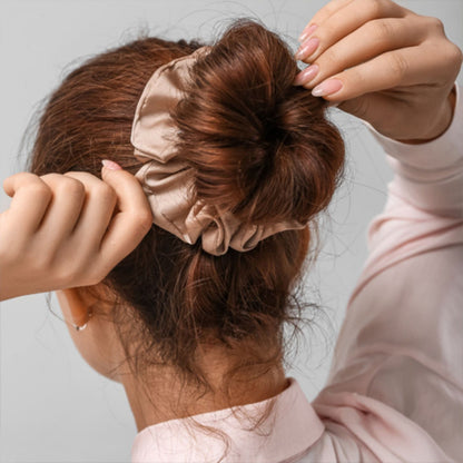 Elastique cheveux Elegance chouchou satin marron