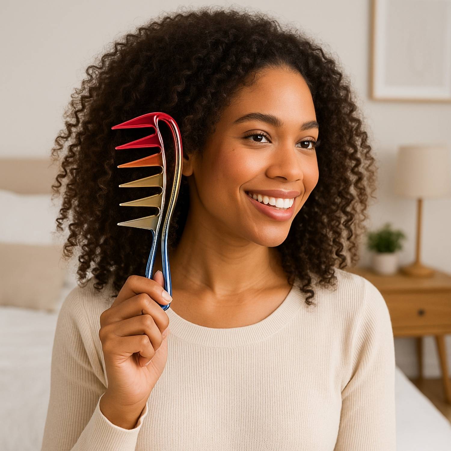 Peigne Zero Electricite Statique femme cheveux frisés bouclés