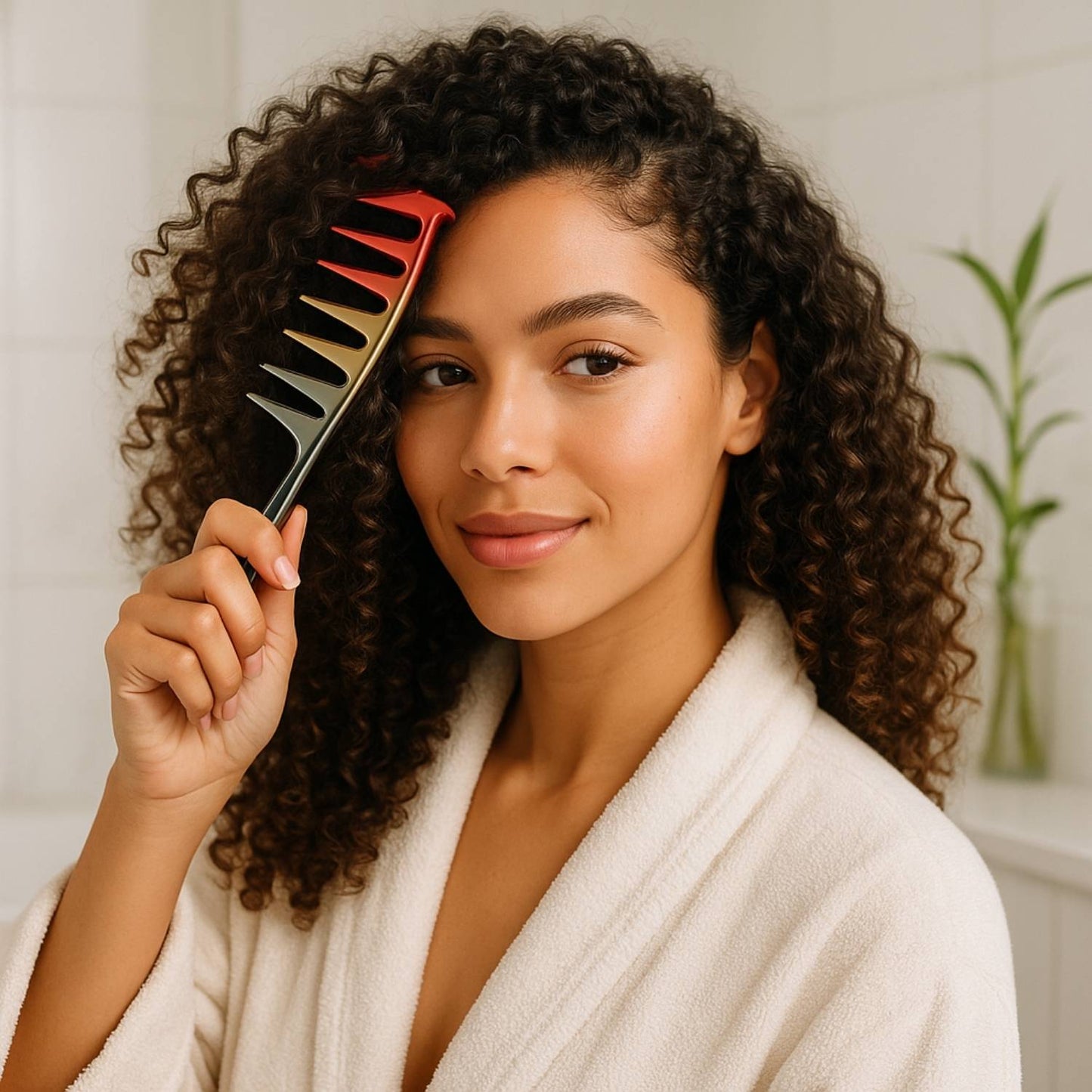 Peigne antistatique femme cheveux bouclés