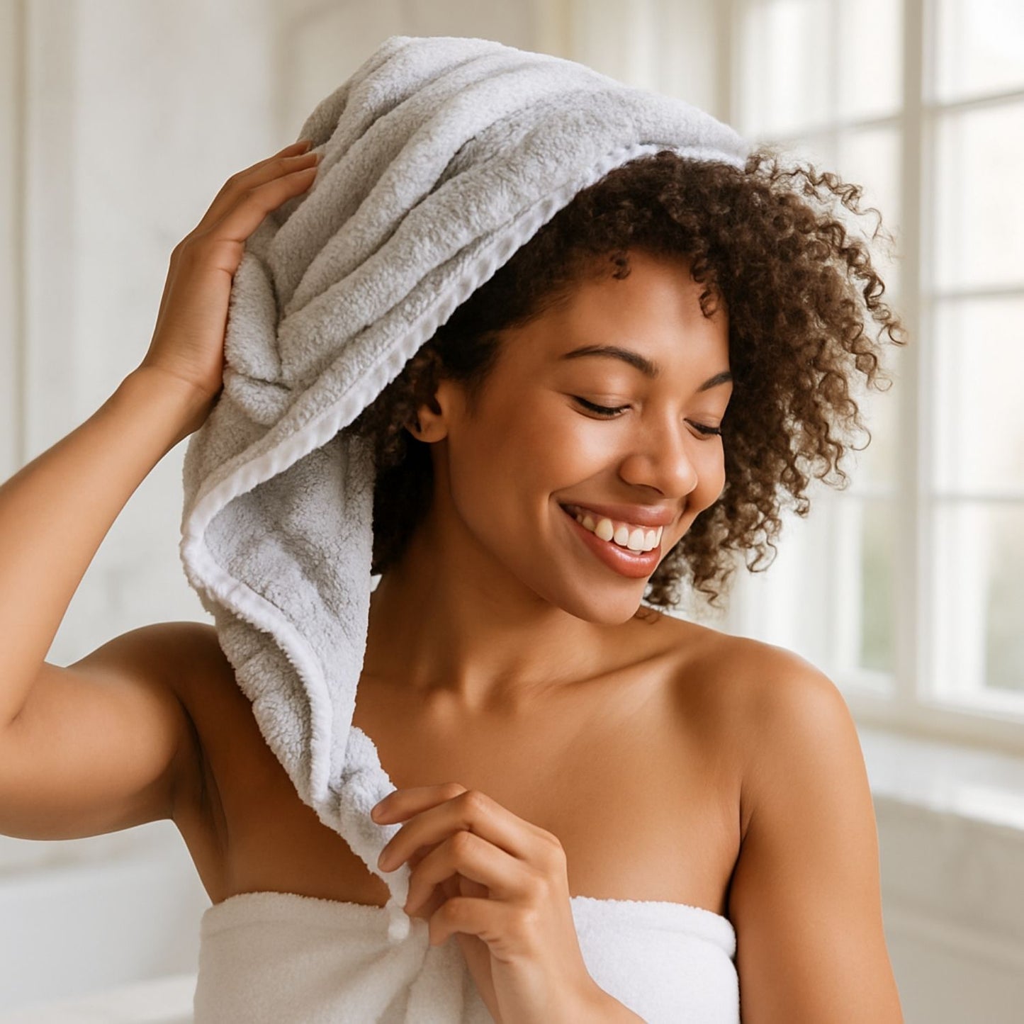 Serviette microfibre cheveux-Bouclia serviette cheveux bouclés frisés