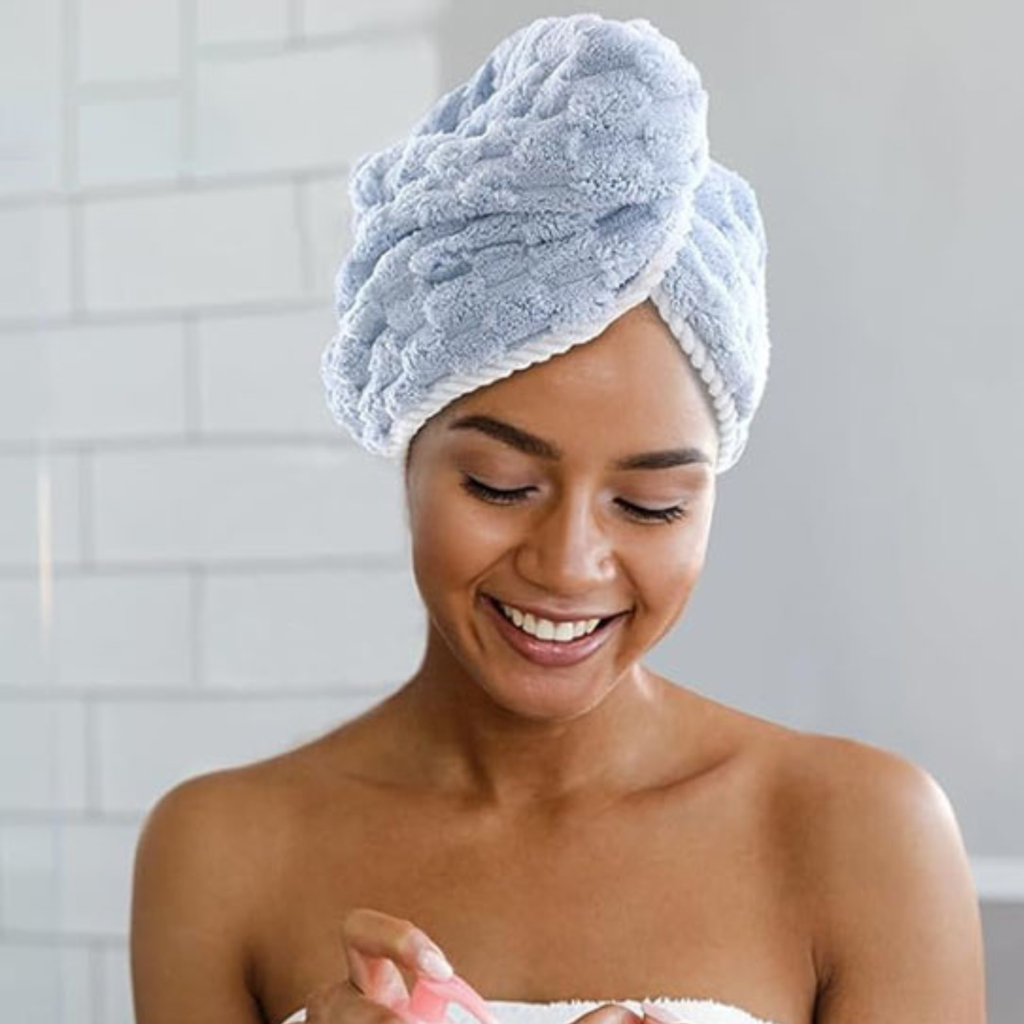 Serviette microfibre cheveux   Bouclia grise