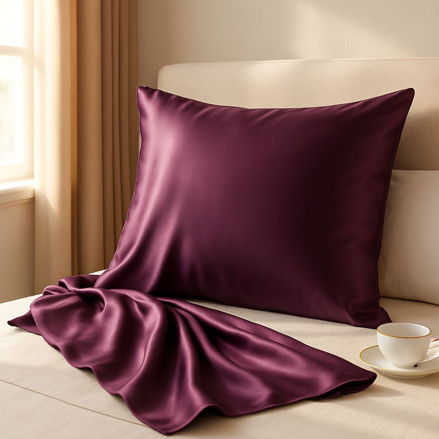 Taie d'oreiller en soie Enveloppante violet cheveux frisés