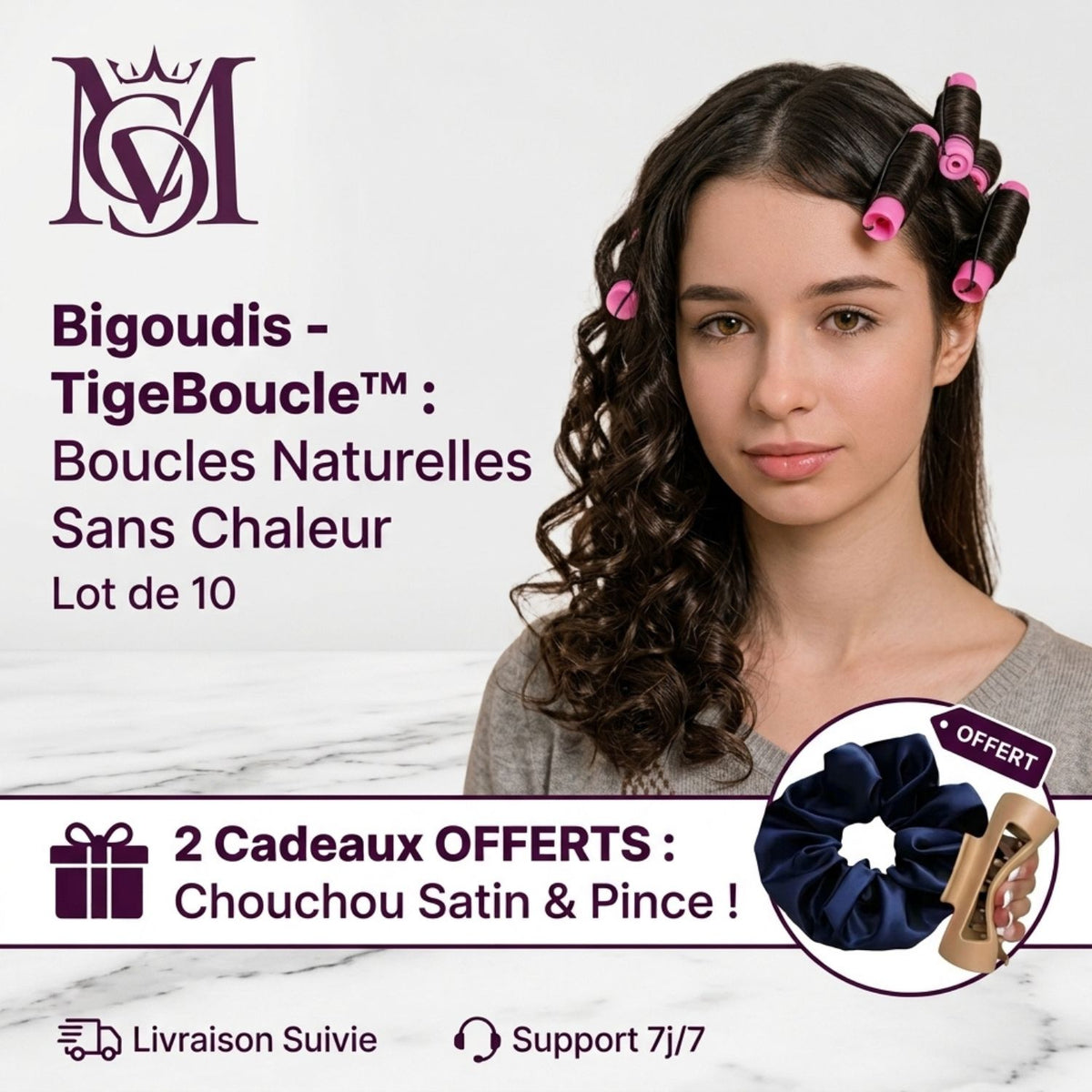 bigoudis tigeboucle chouchou et pince offert