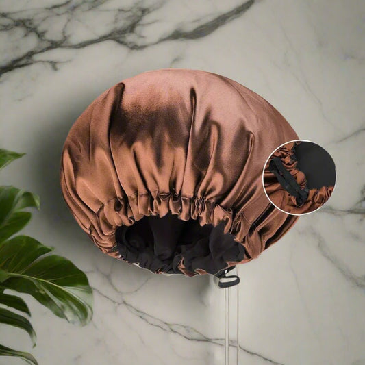 Bonnet de nuit en satin - Satinéa™ marron - Ma Couronne Curly
