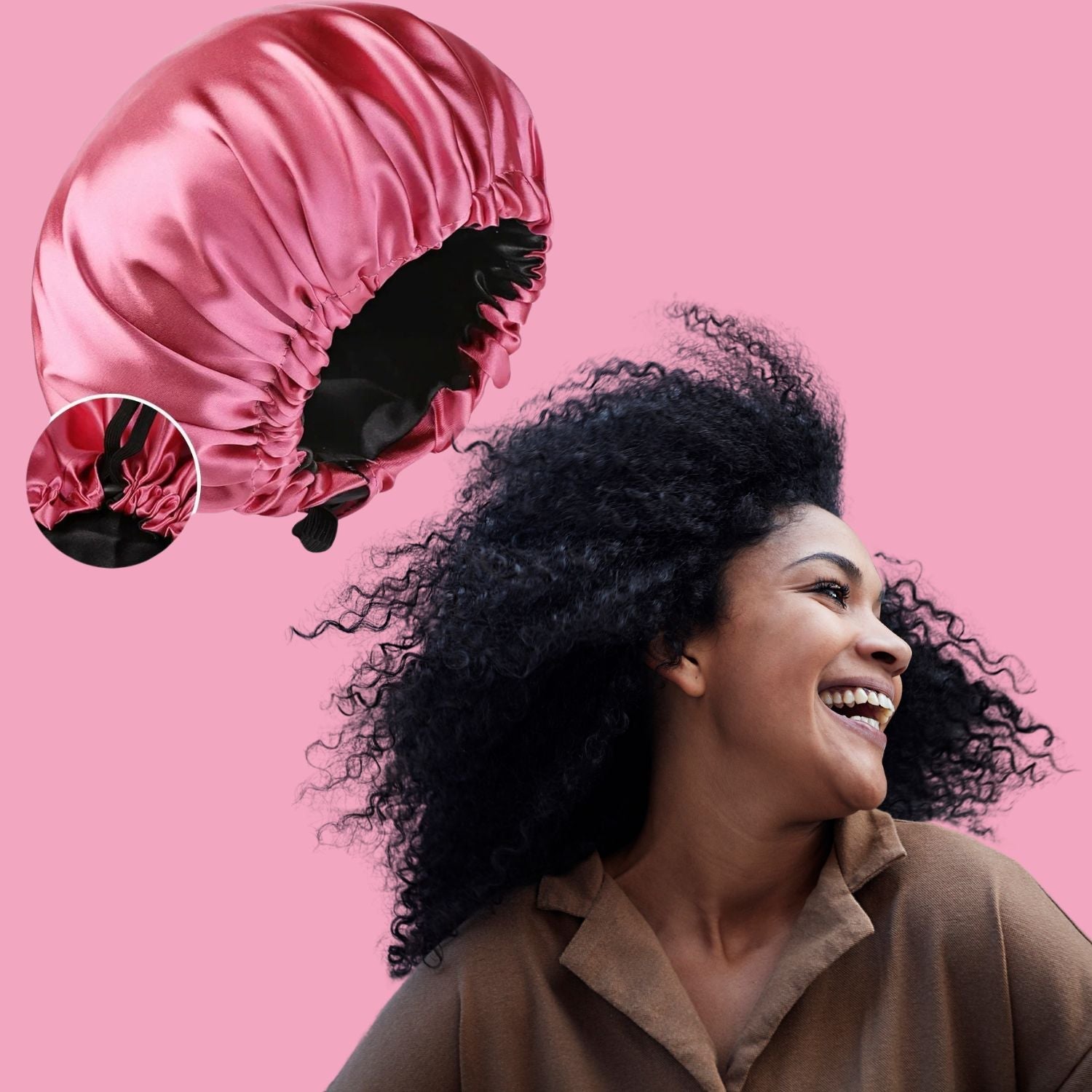 Bonnet de nuit en satin - Satinéa™ rose - Ma Couronne Curly