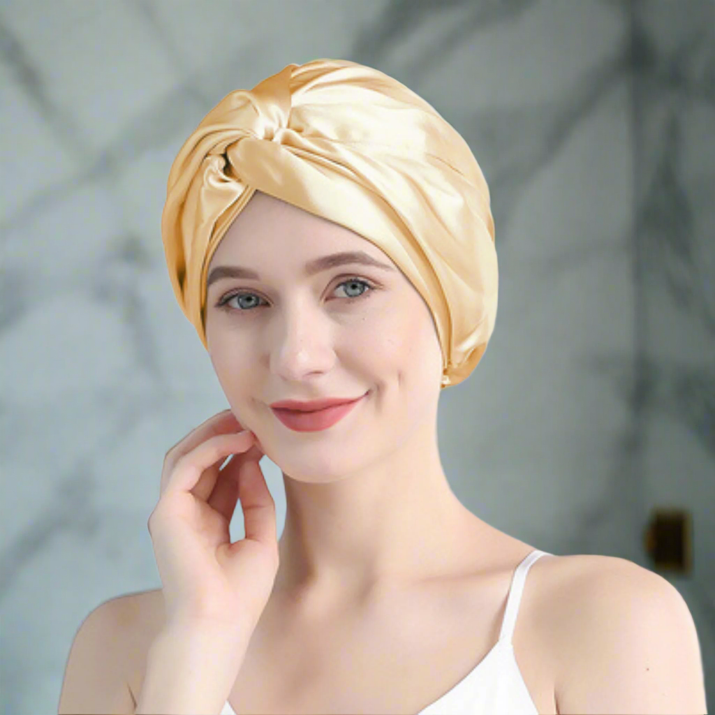 bonnet-de-nuit-en-soie-silkenglow-femme-dore