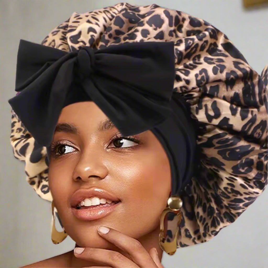 Bonnet de nuit satin - Ajustable™ leopard - Ma Couronne Curly