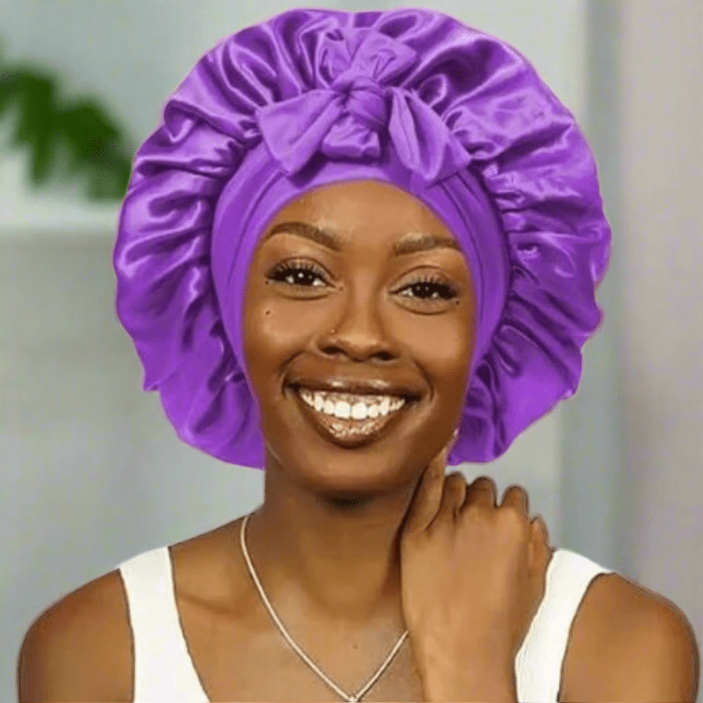Bonnet de nuit satin - Ajustable™ violet - Ma Couronne Curly