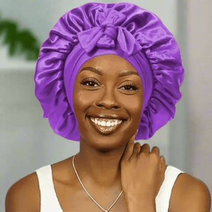 Bonnet de nuit satin - Ajustable™ violet - Ma Couronne Curly