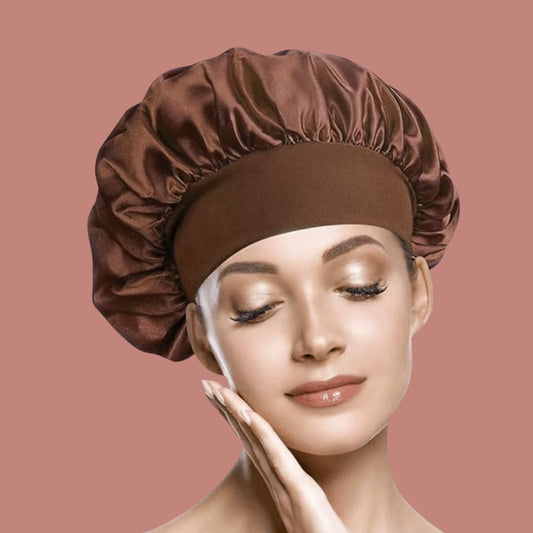 Bonnet en satin - Charlotte™ marron - Ma Couronne Curly