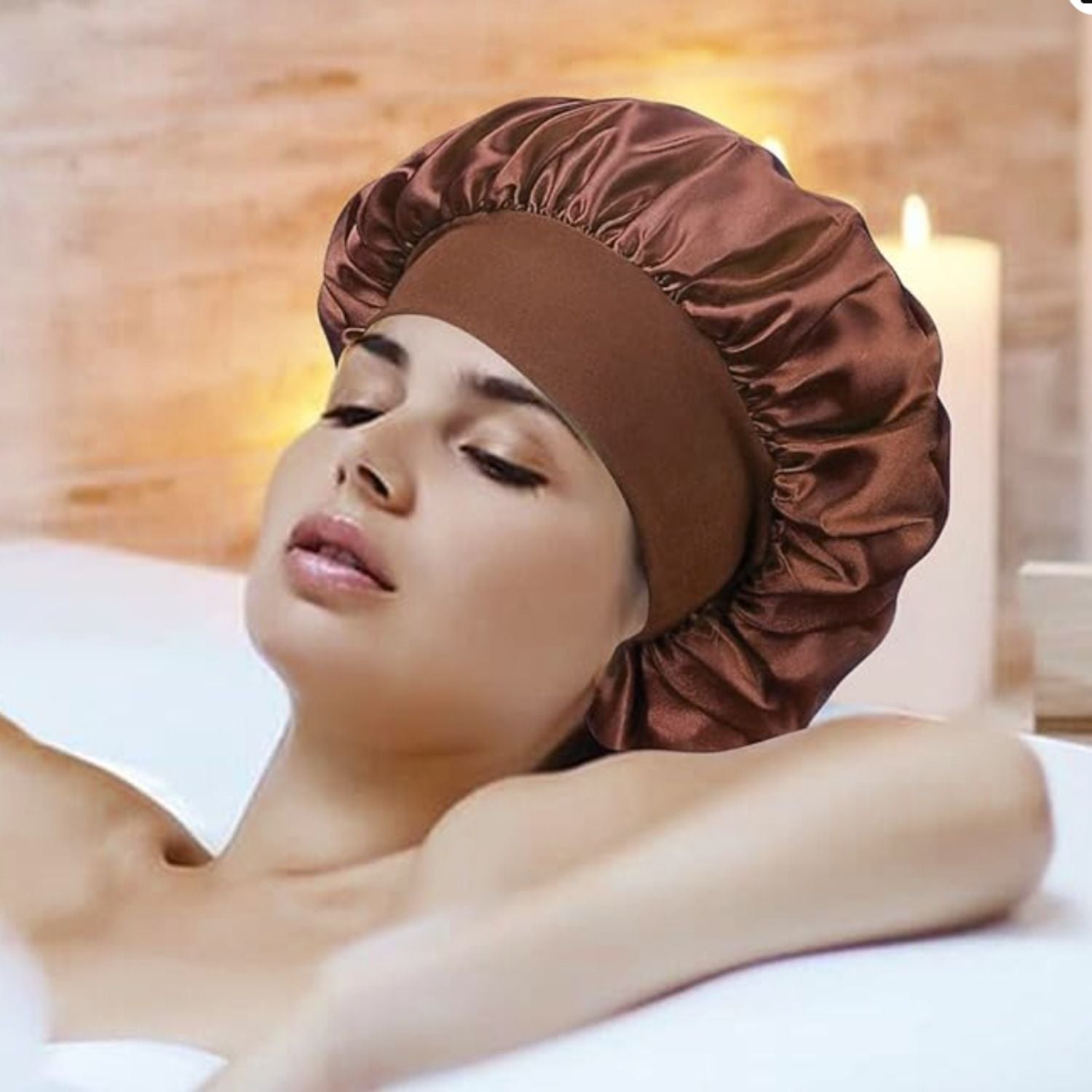 Bonnet en satin - Charlotte™ marron - Ma Couronne Curly